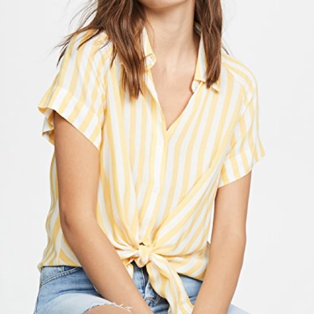 7 For All Mankind Cap Sleeve Tie Front Top